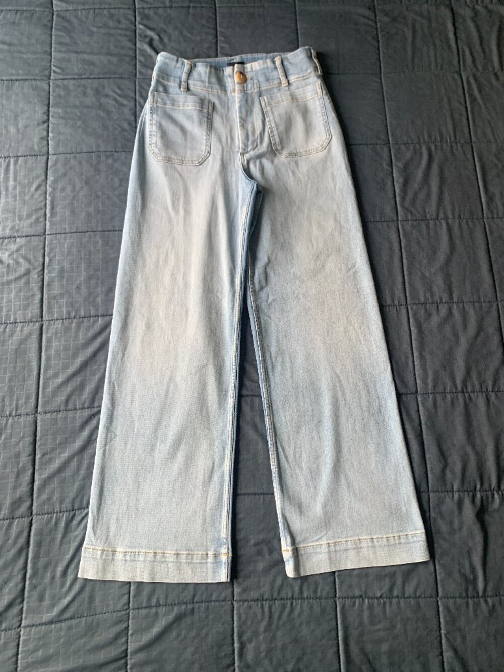 New Maeve Anthropologie COLETTE 27 Sz 6 Light Blue Crop Wide-Leg High Rise Denim